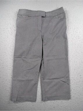 East 5th Womens Size 8 Wide-leg Cropped Black Micro-Pattern Dress Pants